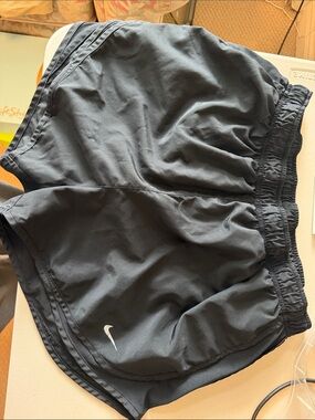 Nike Black Athletic Shorts with White Swoosh